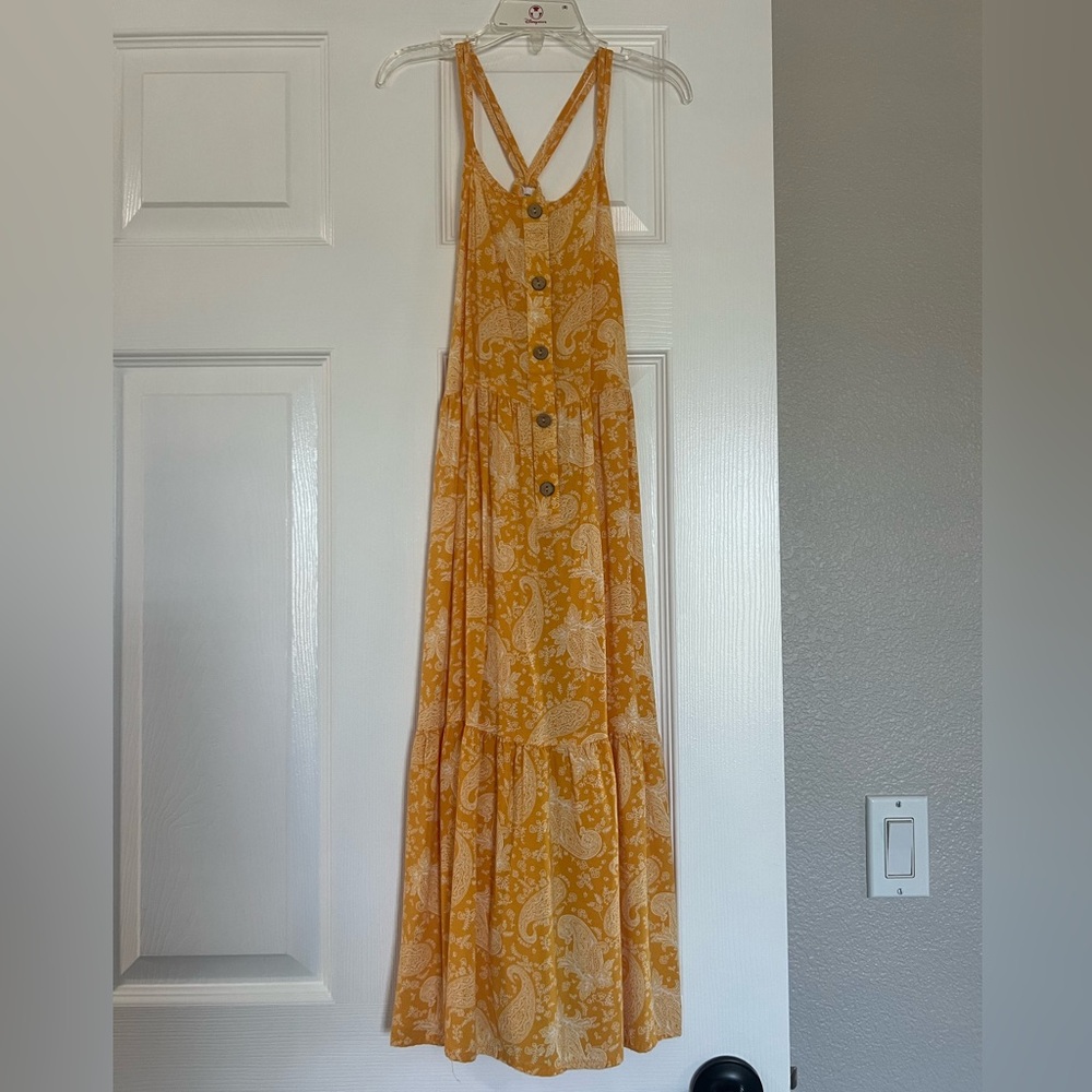 EUC Girl Art Class Yellow Maxi Dress with Crisscross Strap Size 6/6x